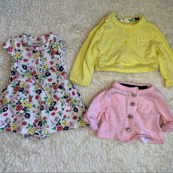Carter's Other - Floral onesie dress with 2 lightweight sweaters